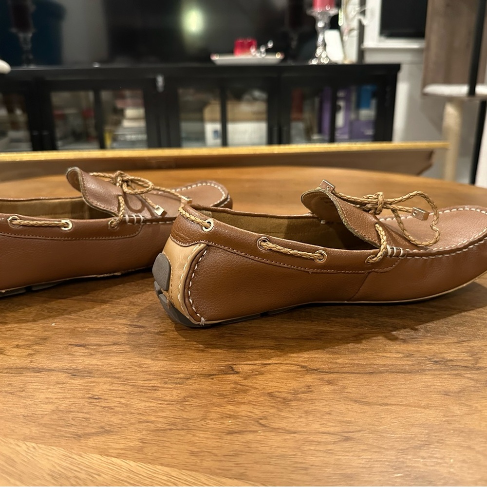 Alfani Tan Leather Pebbled Drivers Slip-On Loafers